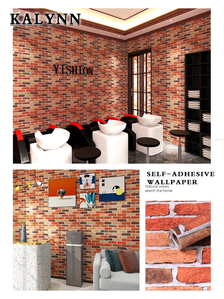 Brick Wallpaper Peel Stick Self-adhesive Wall Paper Grey Contact Pape Qme KL002685 10mx45cm