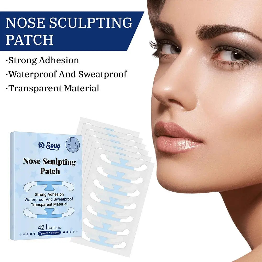 42PCs Shrinking Nose Wing Stickers Invisible Nose Shrink Patch For Cosplay Special Nose Shrink Beauty Strips Nose Shaper Lifting Qme