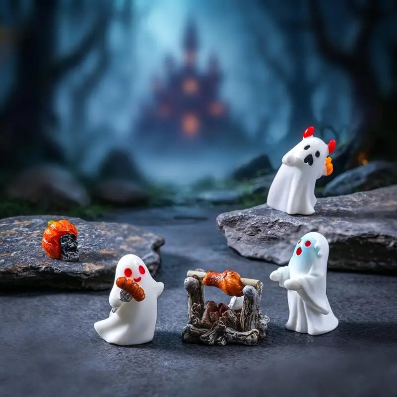 Halloween Miniature FigurineHouse Chair Halloween Mini Resin Cartoon Scary Statue Party Ornaments Qme