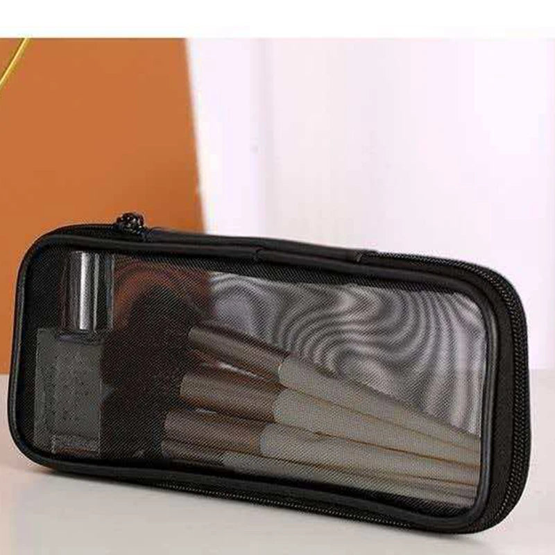 Transparent mesh storage bag, portable travel wash bag, nylon mesh organizer bag for miscellaneous items Qme