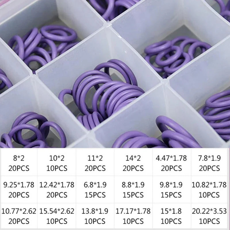 O Ring Set Seal Kit R134a R12 HNBR Rubber O-Rings Assortment For Car Automotive Air Conditioner A/C System Repair Tool Qme