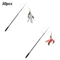 Durable 1.8M 4-Section Telescopic Cat Teaser Wand Catnip Interactive Fishing Rod Toy for Kitten Pet Plaything Qme colour mixture30pcs