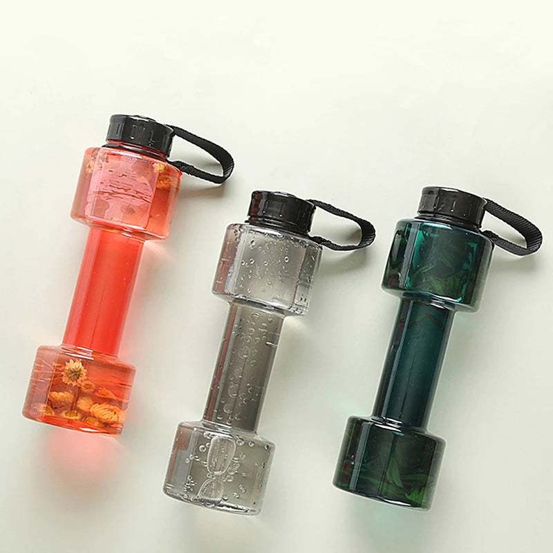 Dumbbell Shaped Sport Water Bottle Kettle PET Outdoor Unbreakable Qme