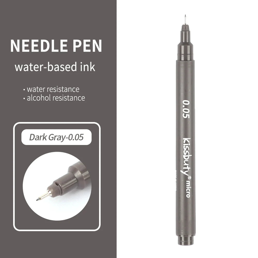 Micro-Pen Fineliner Pens,Color Pigment Liner Multiliner Archival Ink Micro Fine Point Pens for Sketching, Drawing, Journaling Qme 0.05-Dark gray