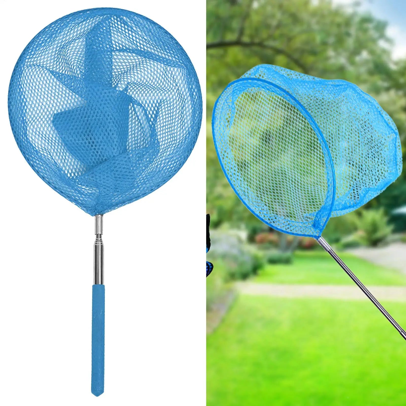 Kids Fishing Net Stainless Steel Telescopic Anti Slip Small Catcher Frog Catching Net for Beach Aquarium Pool Outdoor Games Qme