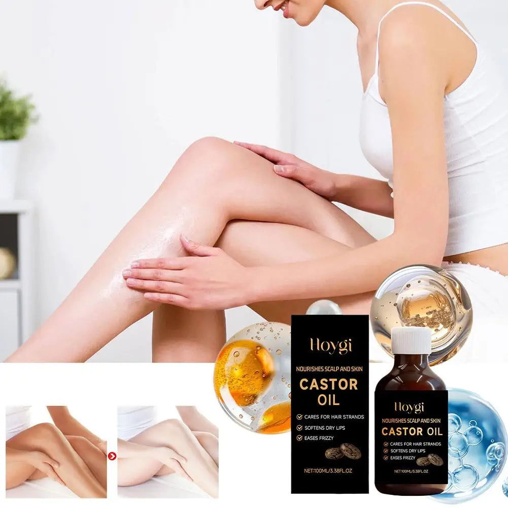 Body Care Essential Oil Castor Seed Lightweight Nourishing Skin Hydrate Eases Frizzy Softens Skins Non-greasy Nursing Hair Serum Qme
