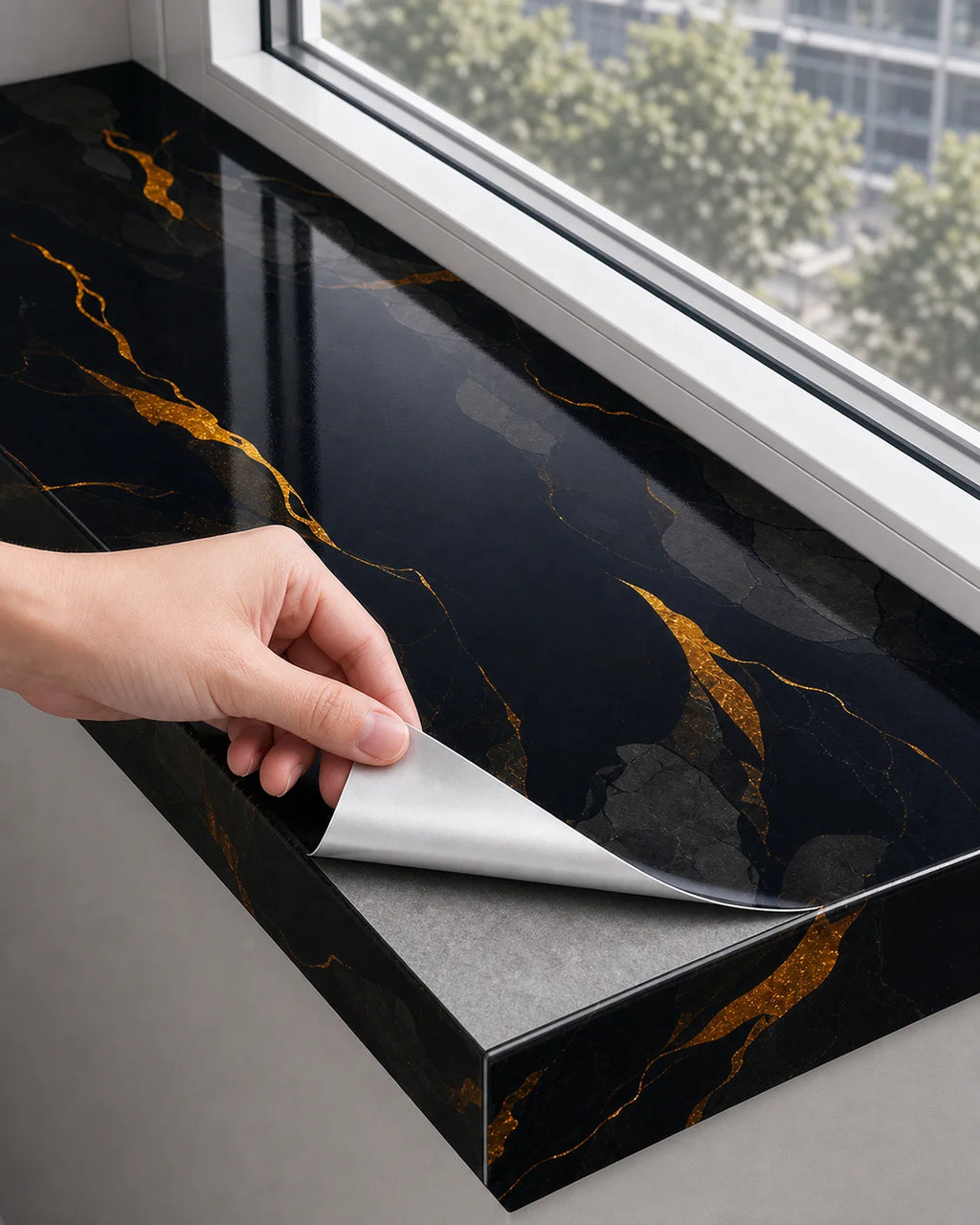 Imitation Ceramic Tile Marble Pattern Window Sill Waterproof Sticker Qme