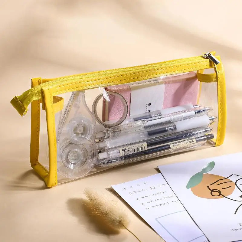 Transparent Pencil Case Large Capacity Simple Clear Pen Bag Exam Qme A1