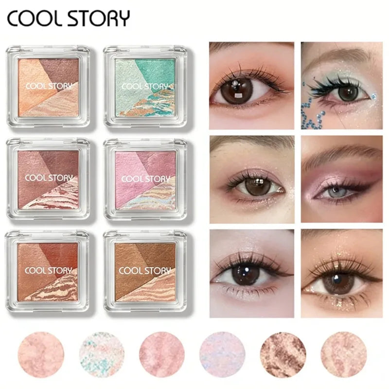 3 Color Eyeshadow Palette Pearlescent Matte Eye Shadow Diamond Flash Highlight Long-Lasting Base Deepen Brighten Eye Makeup Qme