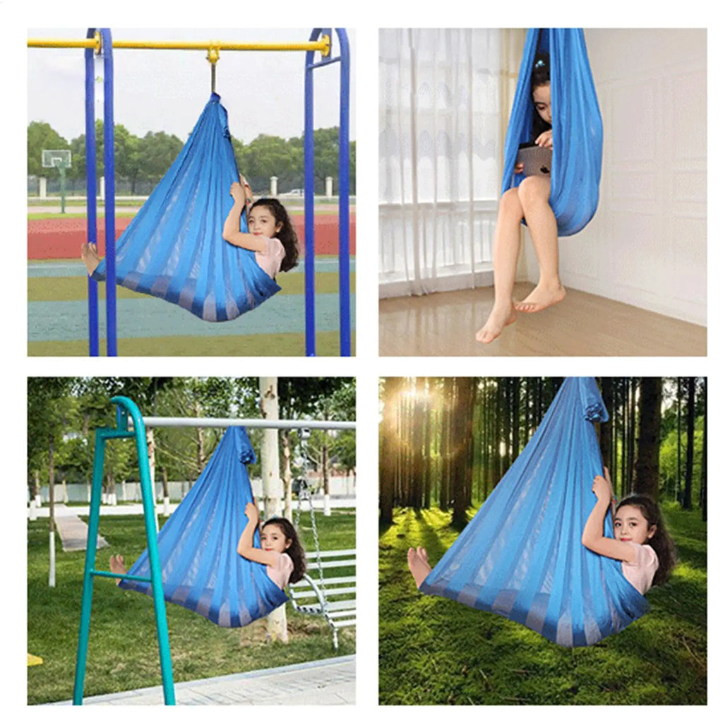 Sensory Swing Indoor Indoor Outdoor Cuddle Sensory Hammock Heavy Duty Kids Ceiling Swivel Hanger Kit For Camping Treehouse Qme
