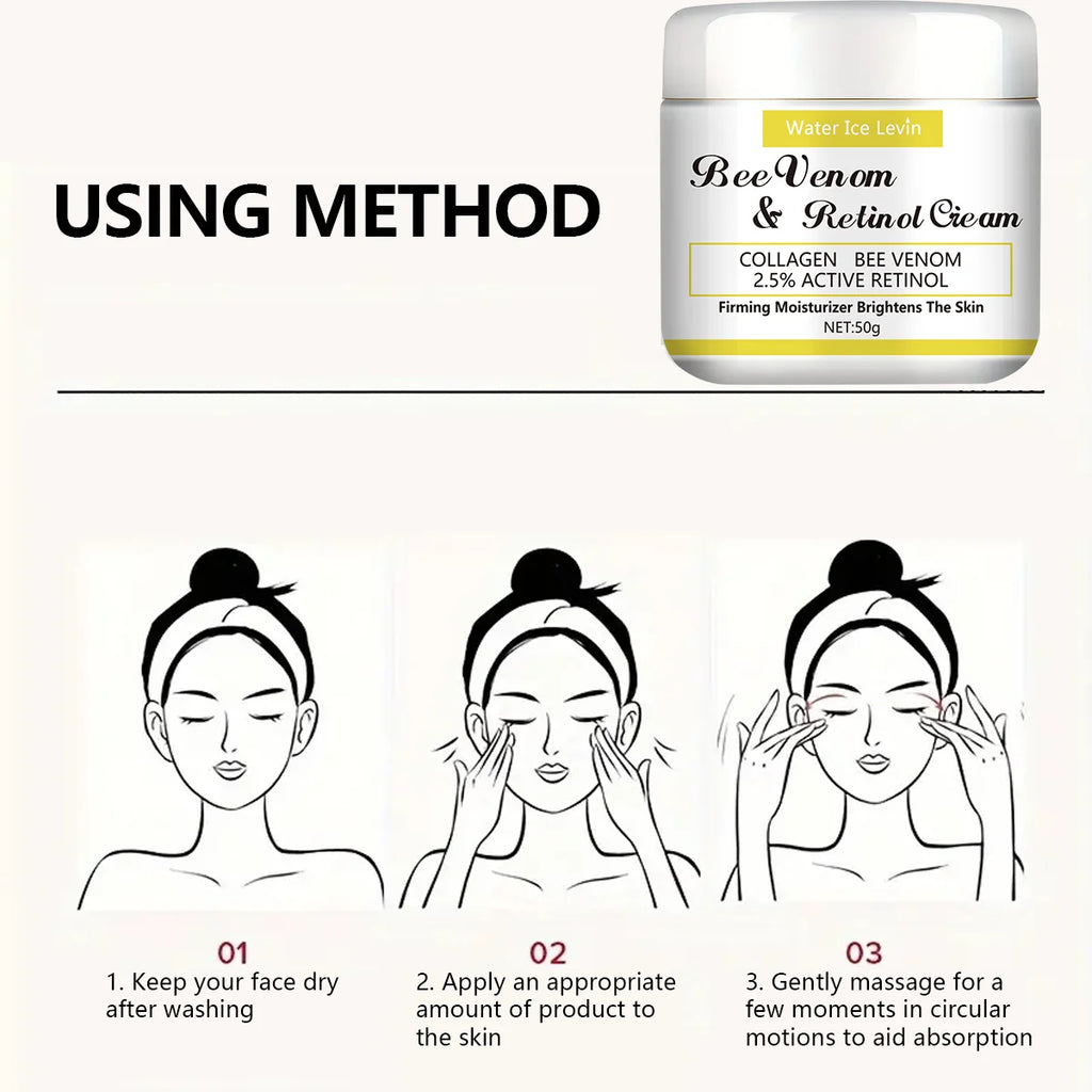 Bee Venom Retinol Cream Soothing moisturizing lotion with natural honey for all skin types, fresh fragrance for daily use Qme