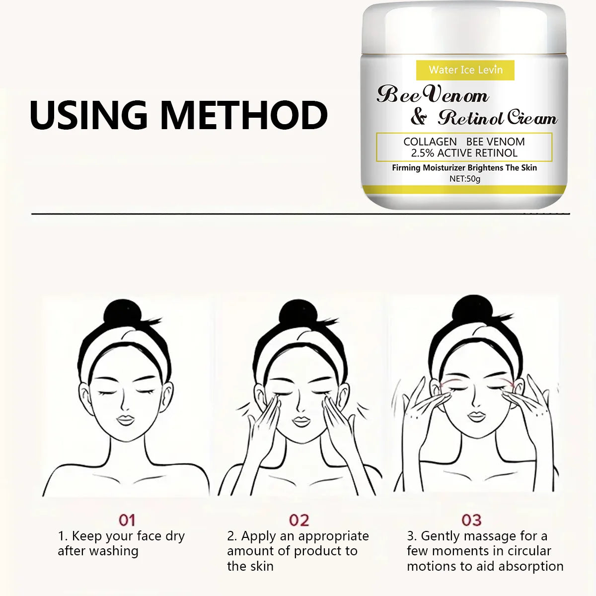 Bee Venom Retinol Cream Soothing moisturizing lotion with natural honey for all skin types, fresh fragrance for daily use Qme