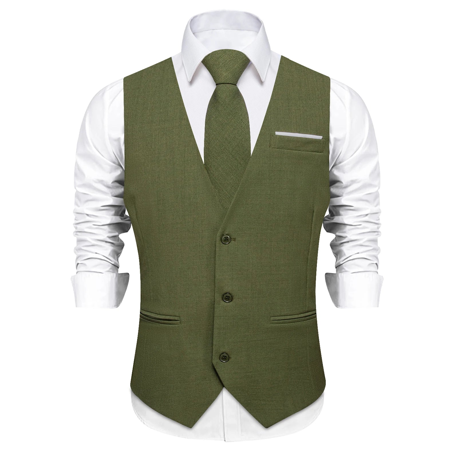 Men's Solid Formal Suit Vest – V-Neck Adjustable Back Belt Button Closure, for Weddings, Business and Casual Occasions Qme MJ-0617 M
