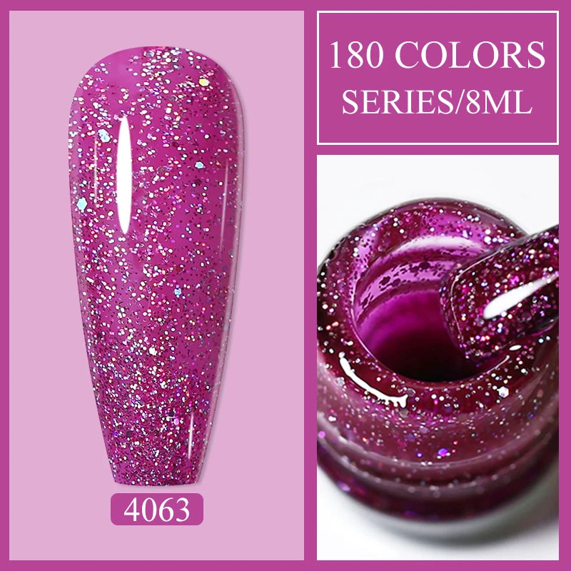 Arte Clavo Red Glitter Gel Nail Polish Yellow Holographic Spring
