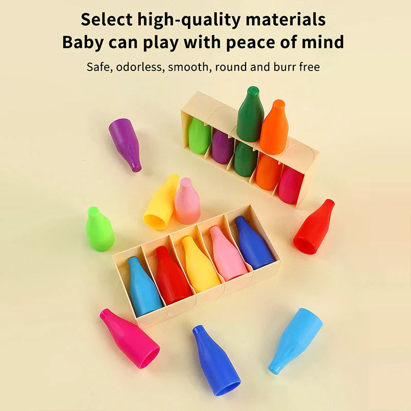 Children's Fun Beverages Color Match Toys 10/20bottles + Base,Early Guessing Memory Training Interactive Puzzle Qme