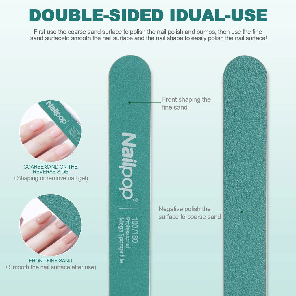 Nailpop Salon Nail Soft Gel Polish UV LED Lamp Tips Double File DIY Qme