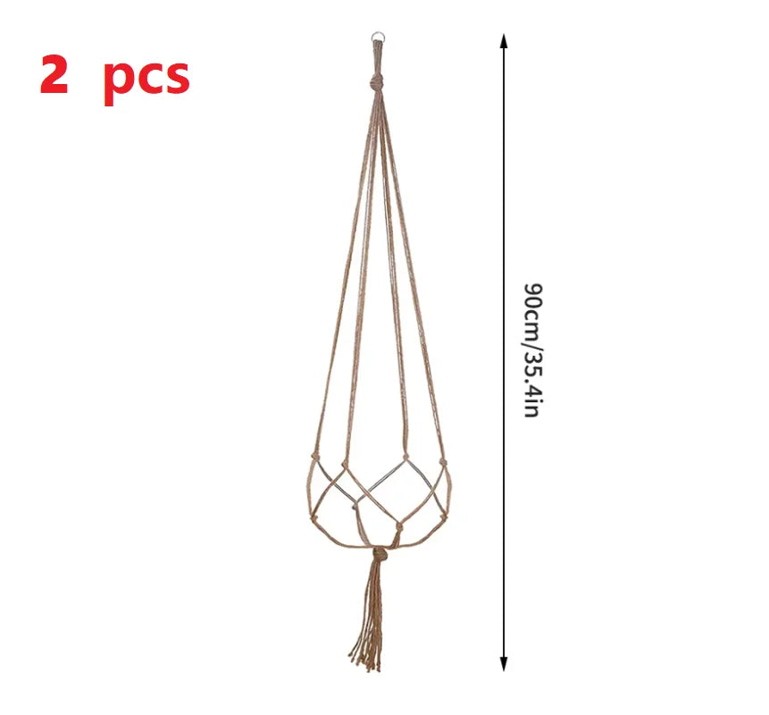1PC Creative Woven Garden Flowerpot Net Cotton Hemp Rope Hand-Woven Simple Indoor And Outdoor Hanging Wall Qme 2pcs 90cm
