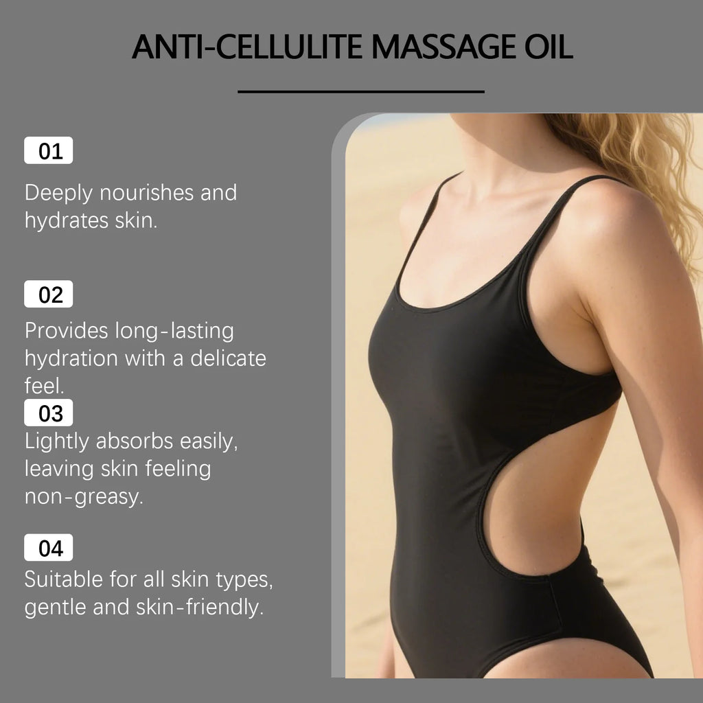 Oceaura Anti-Cellulite Massage Oil Firming Body Lift Tightening Deep Hydrating Smoothing Dry Skin Relaxing Shaping Essential Oil Qme