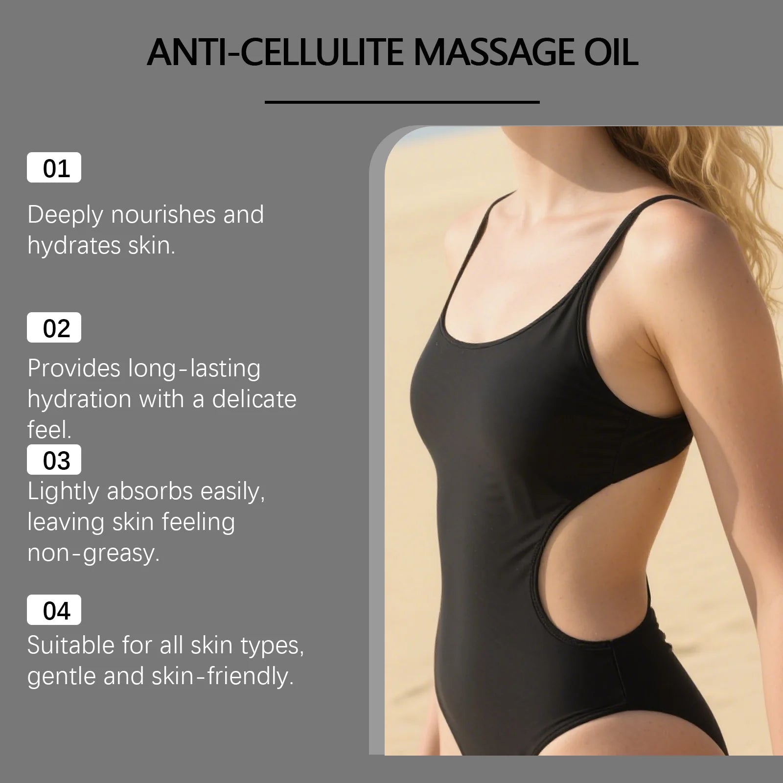 Oceaura Anti-Cellulite Massage Oil Firming Body Lift Tightening Deep Hydrating Smoothing Dry Skin Relaxing Shaping Essential Oil Qme