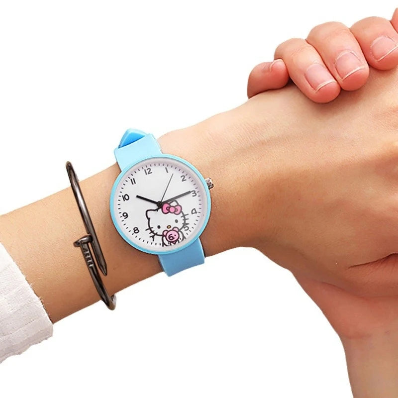 Hello Kitty Watches Stylish and Versatile Watches Cute, Cartoon-Style, Candy-Colored, Fresh-Looking Watches for Students Qme