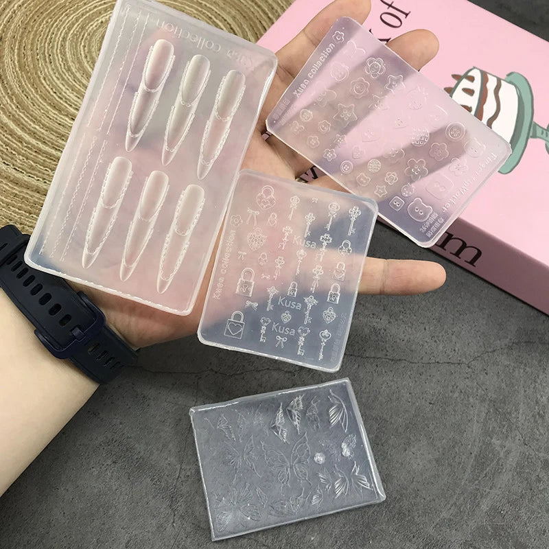 Cartoon Butterfly Button Key Lock Silicone Nail Mold DIY Manicure Art Qme