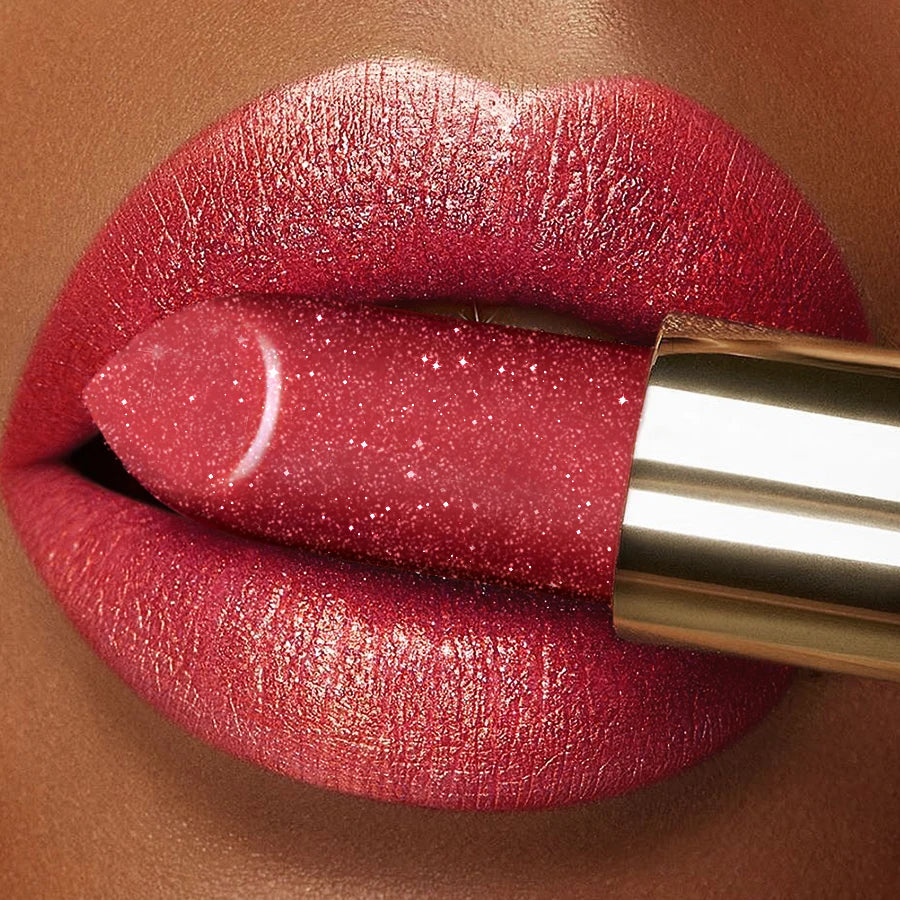 16 Colors Metallic Glitter Shiny Lipstick Lip Tint Waterproof Senior Qme