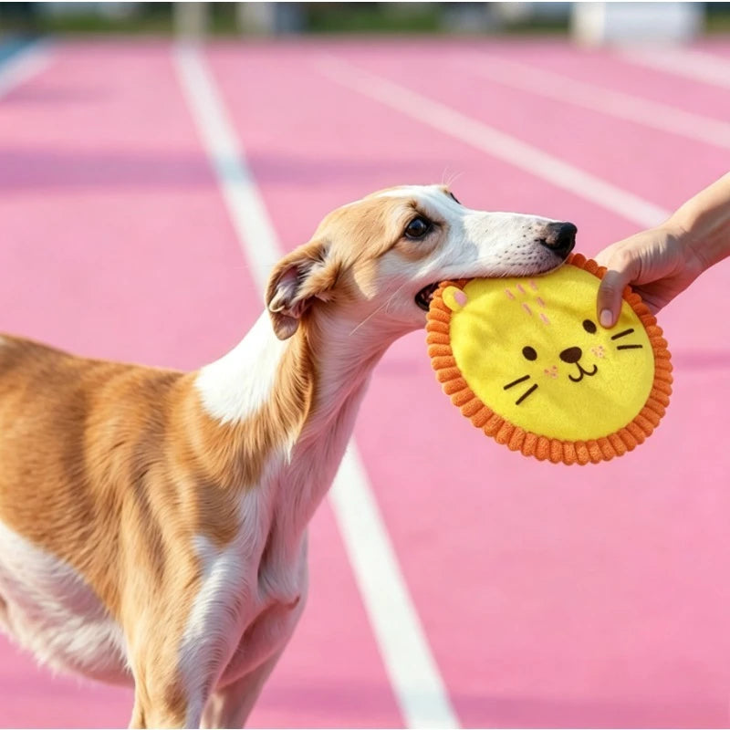 Dog Plush Toy Cartoon Flying Disc Toy Small Dog Teeth Grinding Toy Wear-resistant Bite-resistant Puppy Pet Product Qme