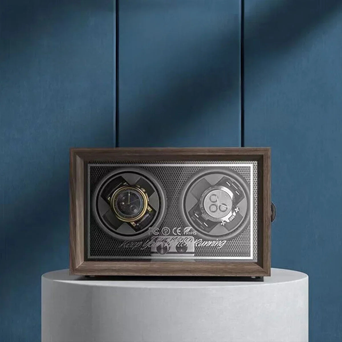 2 4 Slots Wood Watch Winder High-End Automatic Watche Box Mute Motor Watch Cabinet Clock Storage LED Jewelry Store DisplayBox Qme A-2 Slot-5 Speed