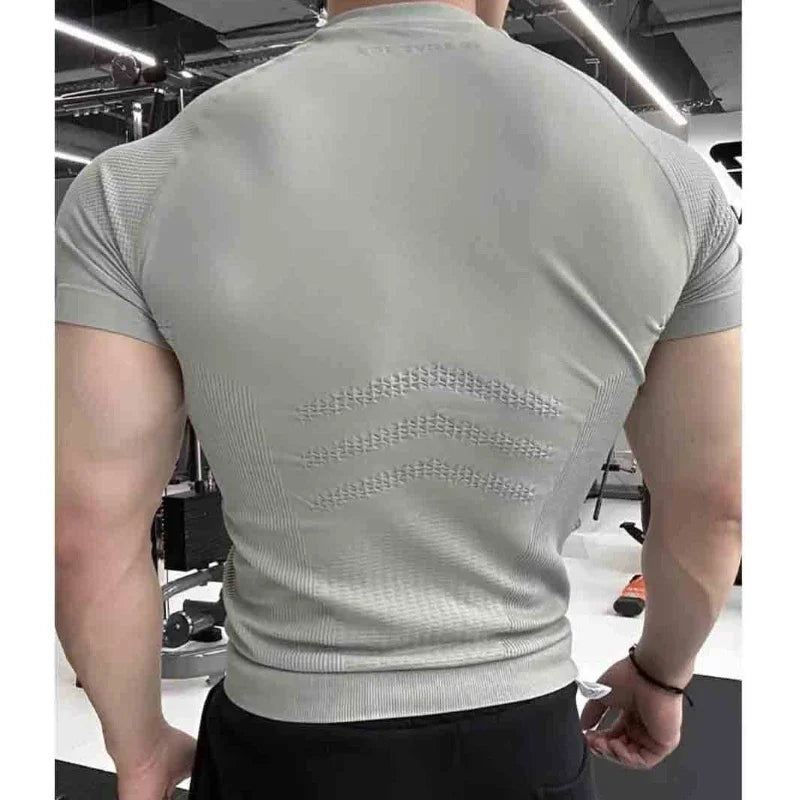 Men's Professional Fitness Seamless Short Sleeve Sports T-shirt Qme