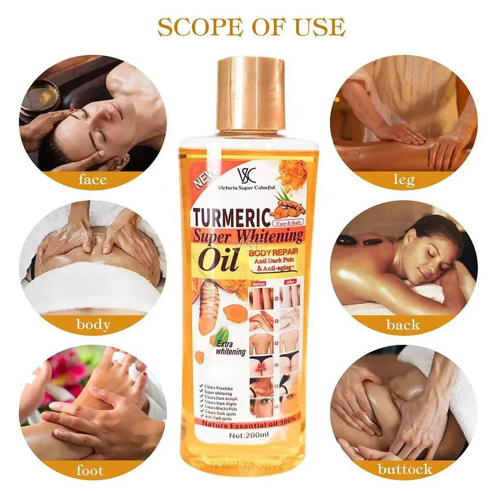 Turmeric Essential Oil Facial Body Massage oil Moisturizing Diffuser Aromatherapy Brightening Smoothing Body Face Skin Care 200m Qme