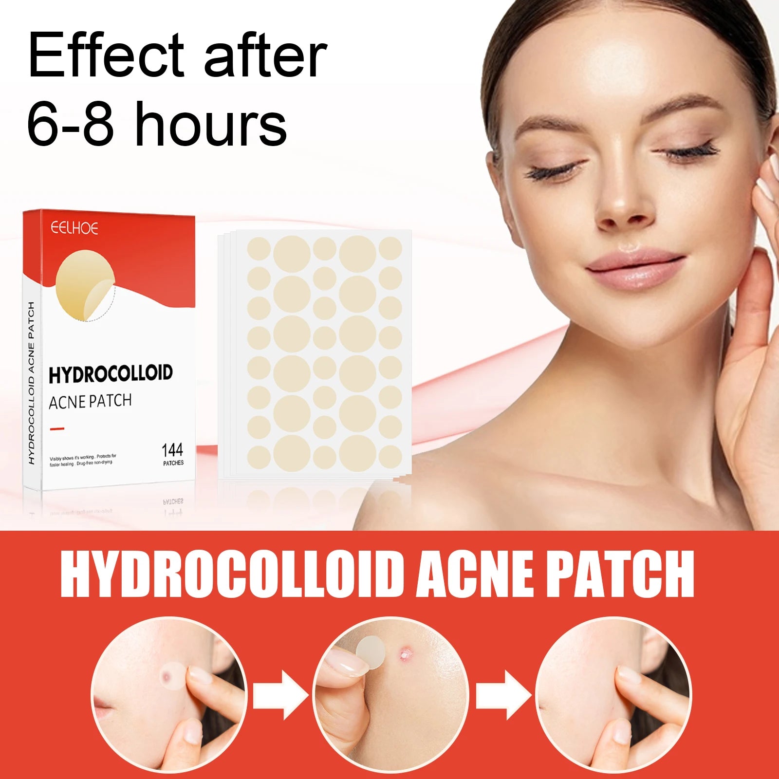 Hydrocolloid Acne Patches 2 Sizes Invisible Makeup-Friendly Pore Care Acne Pimple Patch Breathable for Comedones Treatment Qme