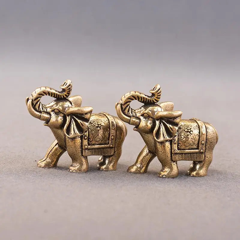 Copper Lucky Elephant Small Ornaments Bronze Animal Statue Brass Qme