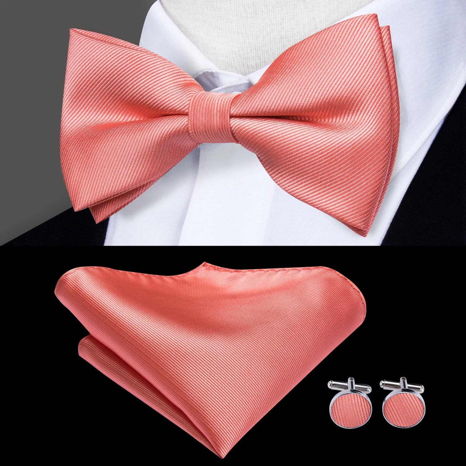 Hi-Tie Classic Bow Ties for Men Silk Butterfly Pre-Tied Male Bowtie Pocket Square Cufflinks Set Jacquard Paisley Floral Wedding Qme LH-513