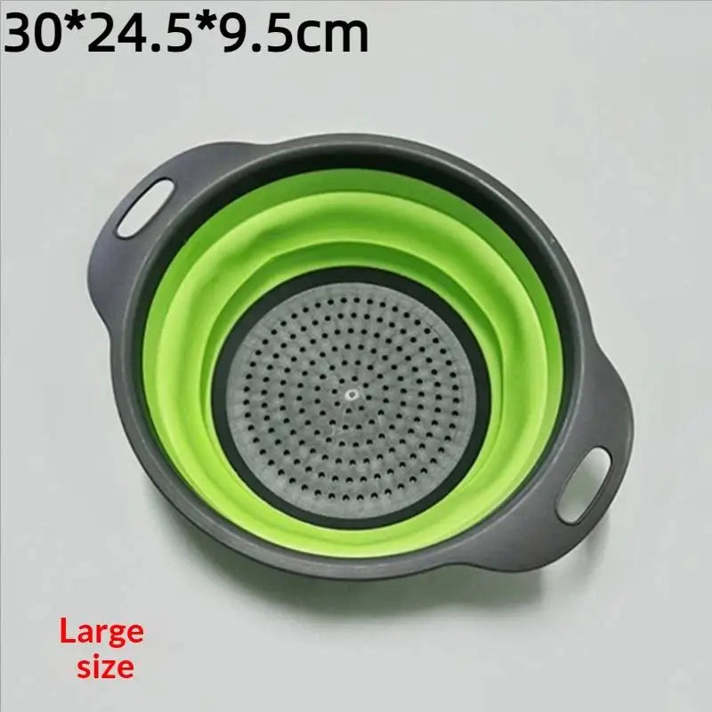 Silicone Folding Drainer Basket Fruit Vegetable Foldable Colander Qme A11