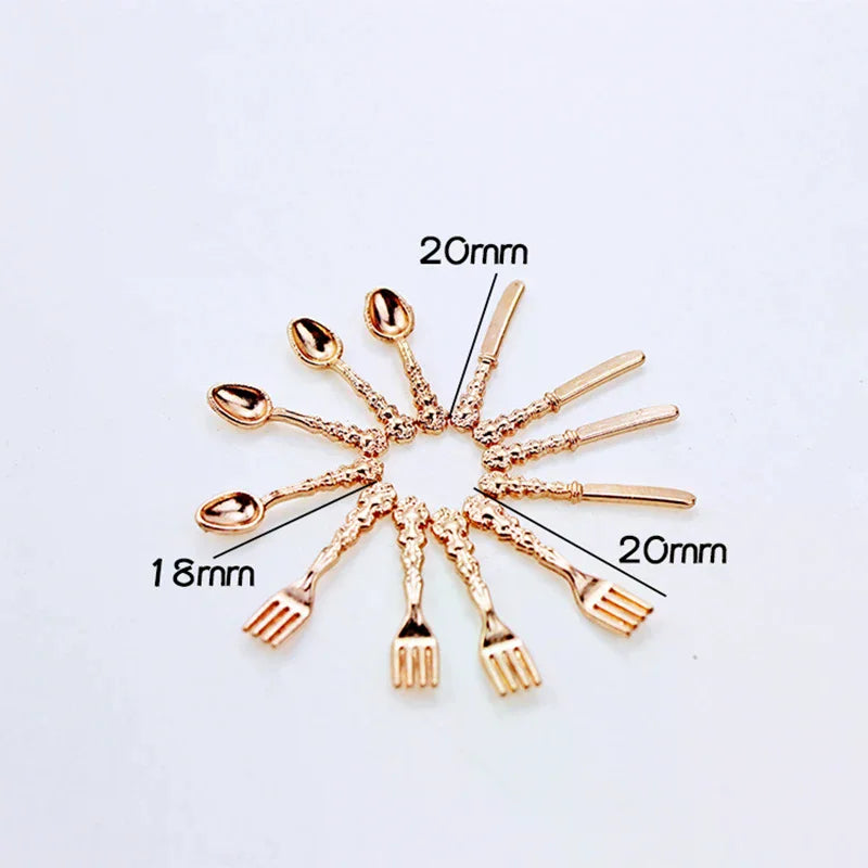 1 12 Dollhouse Miniature Fork Knife Soup Tableware Kitchen Furniture Qme