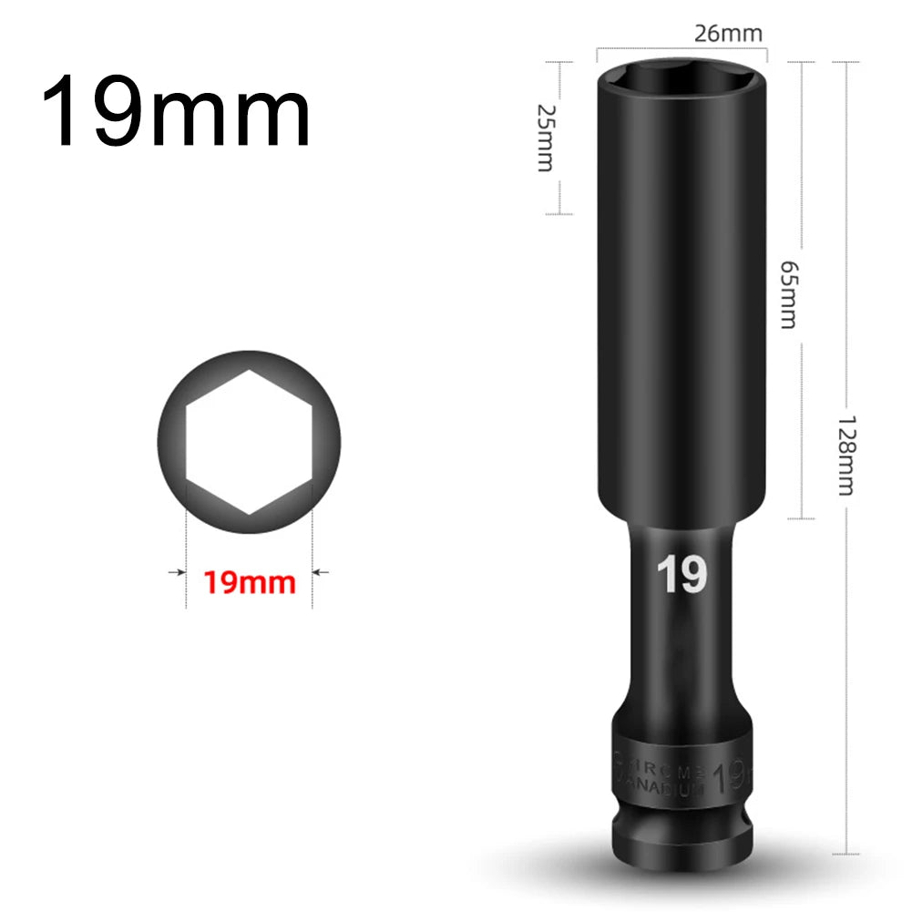 1/2 Drive Socket Wrench Hex Socket Head 8-24mm Adapter Spanner Converter Replacement Parts Tire Removal Tools Accessories Qme 19mm