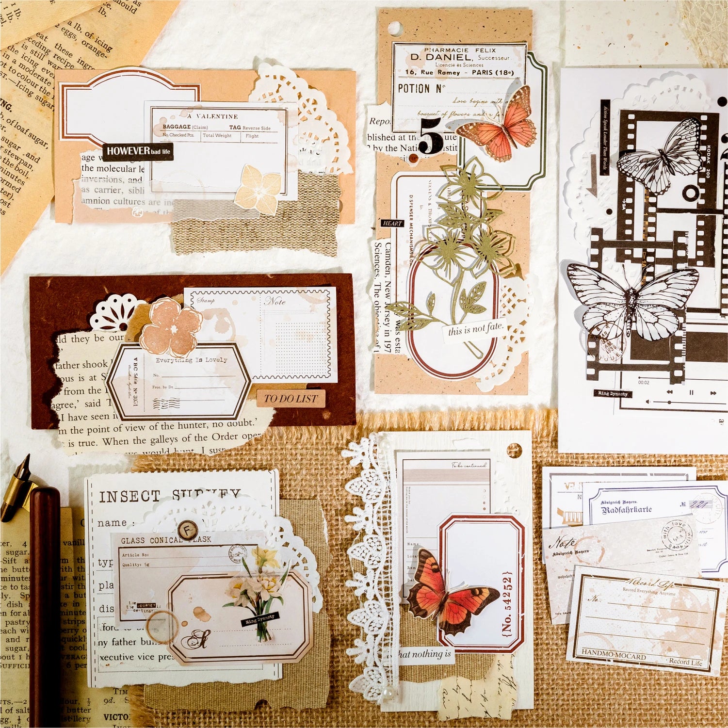 50 pcs INS Label Scrapbooking stickers Diy Planner Diary Album Collage material Hand Account junk journal supplies Qme