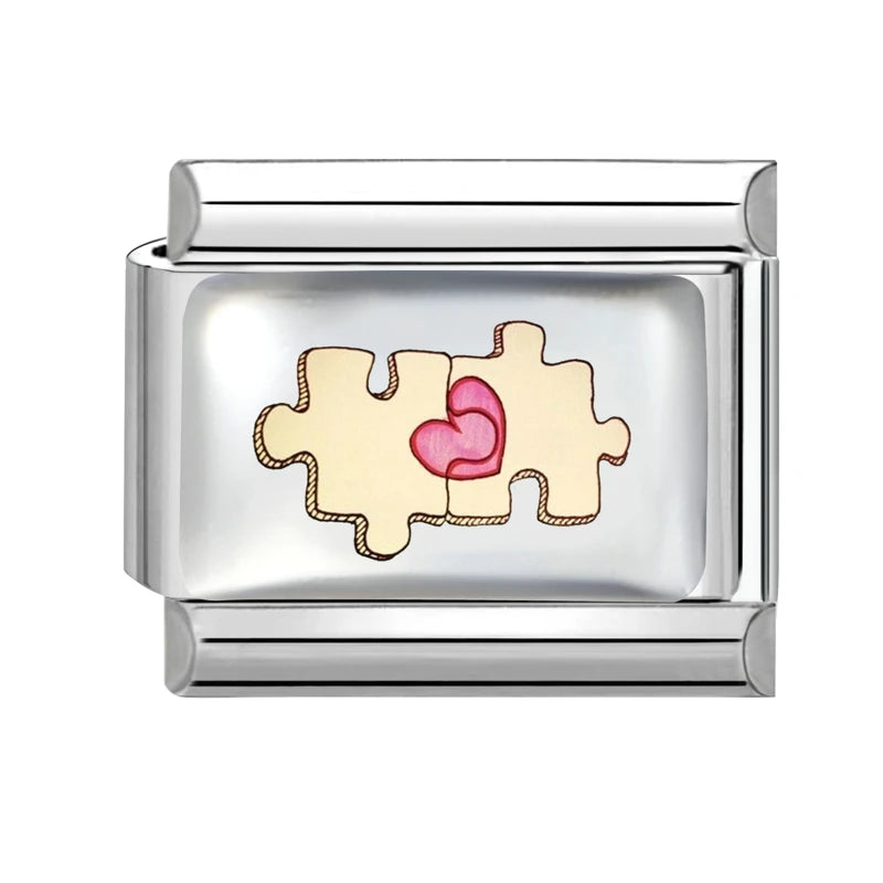 2026 Pink Love Heart Eyes OneArrow through the heart Italian Charms Link 9mm Sliver Modular Bracelet Stainless Steel DIY Jewelry Qme Style 12