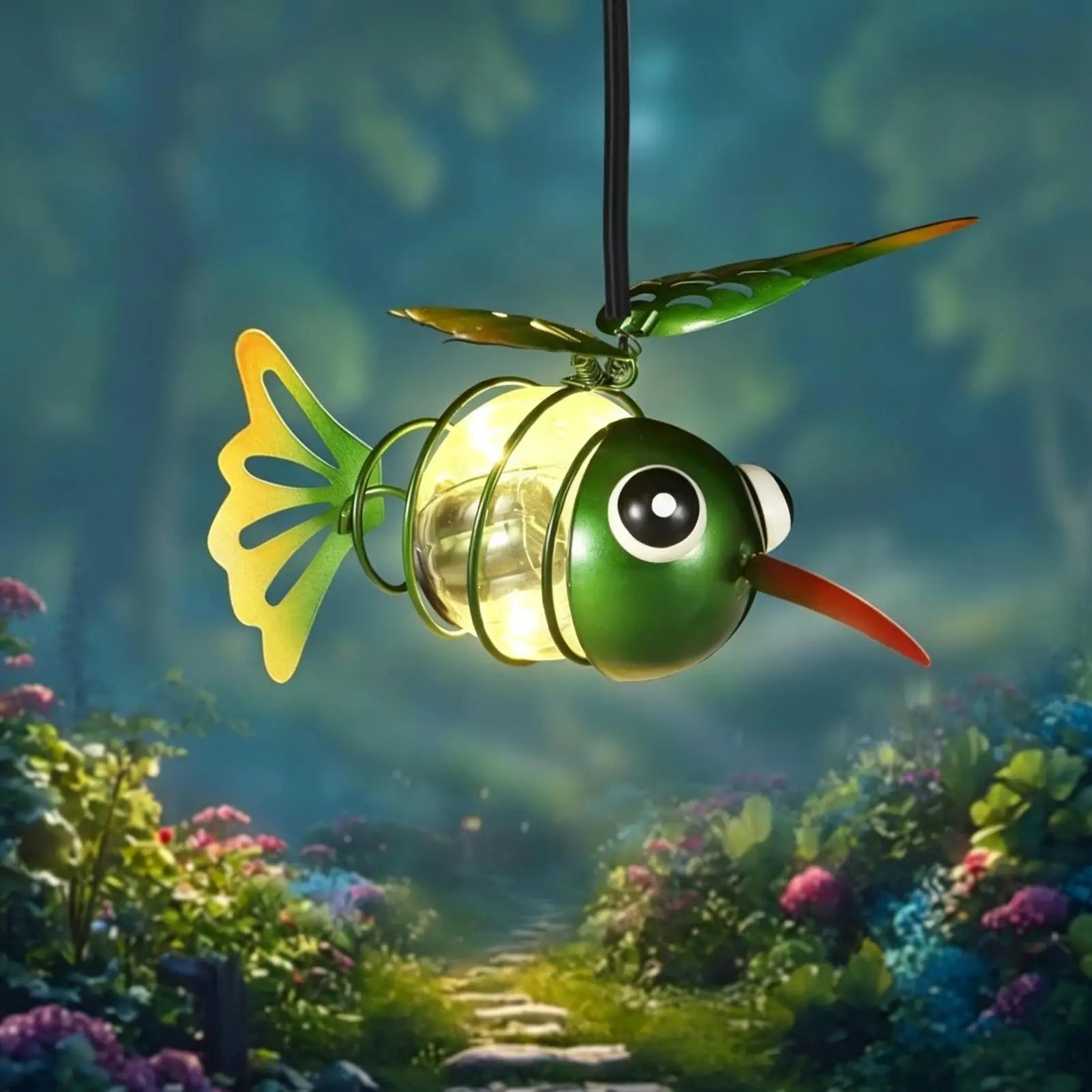 Hummingbird Solar Lights Outside Yard Hangable Animal Sculpture Decor Qme
