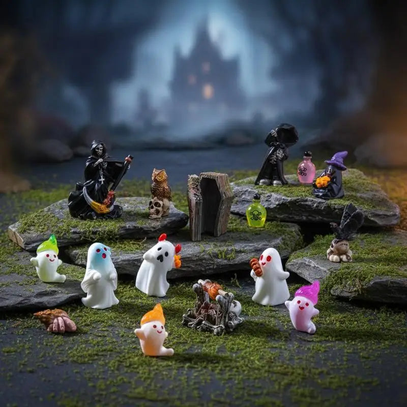 Halloween Miniature FigurineHouse Chair Halloween Mini Resin Cartoon Scary Statue Party Ornaments Qme