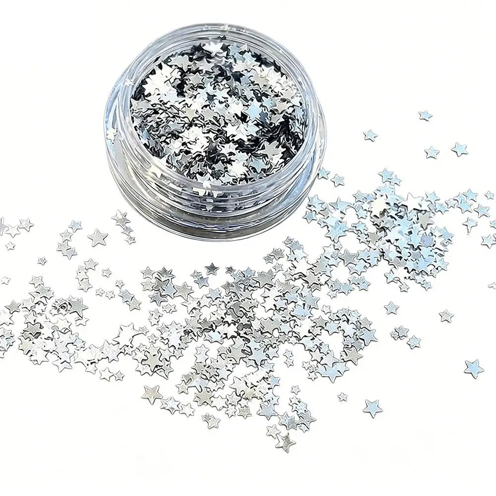 Silver Glitter Nails Design Shiny Nail Flakes Sparkling Sequins Qme A
