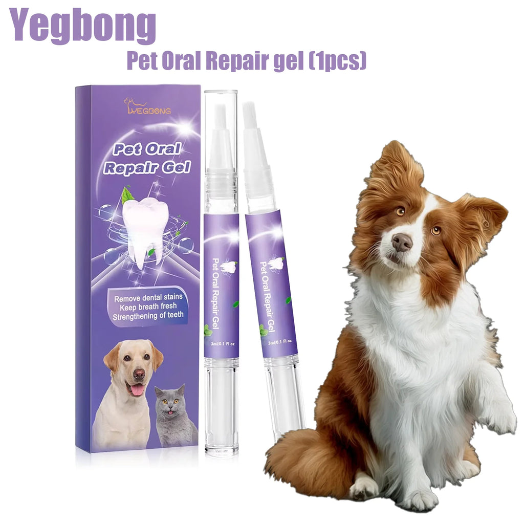 Pet Oral Repair Gel for Dogs & Cats - Puppy Tartar Removal Teeth Whitening Stain Remover Odor Eliminator Gum Care Pet Teeth Qme