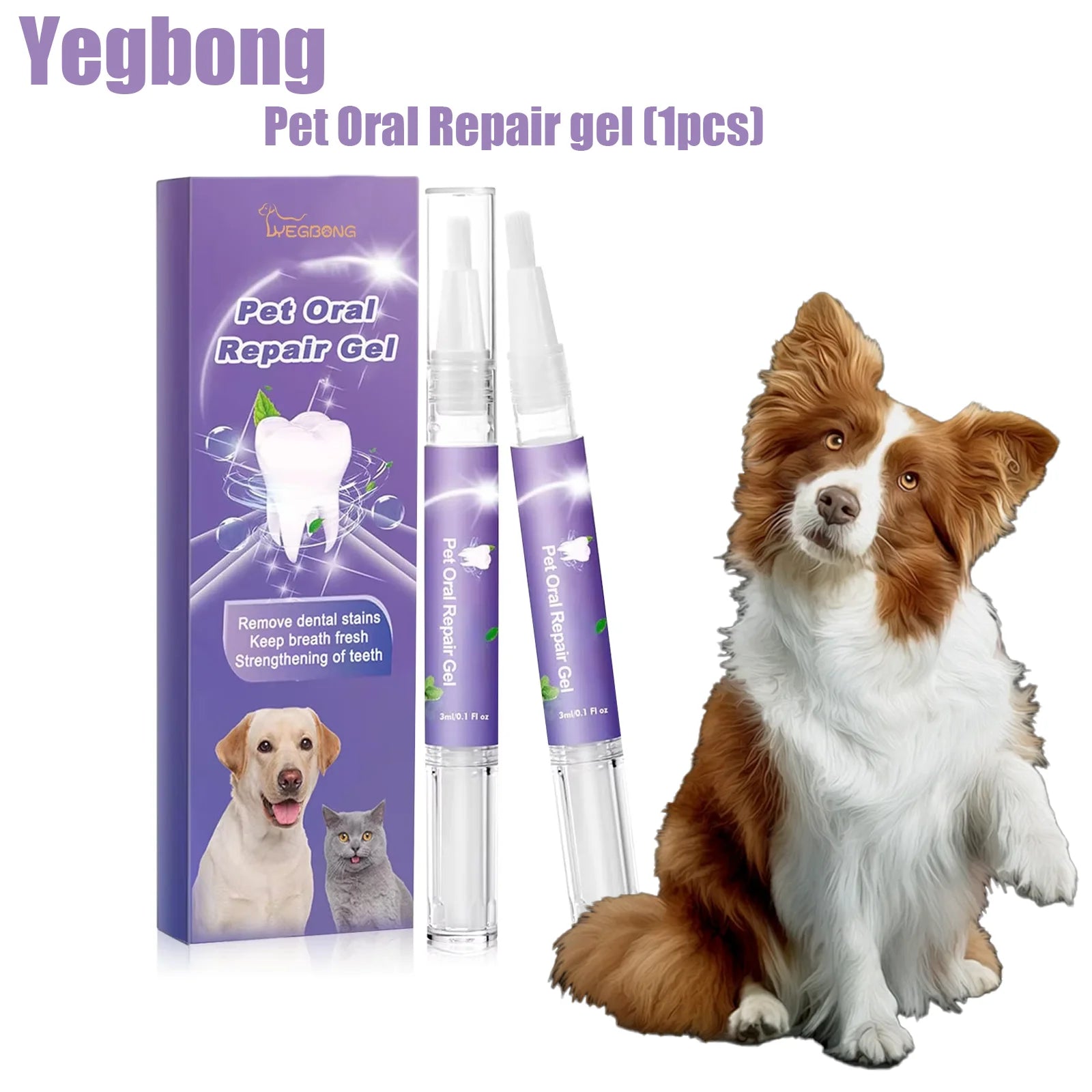 Pet Oral Repair Gel for Dogs & Cats - Puppy Tartar Removal Teeth Whitening Stain Remover Odor Eliminator Gum Care Pet Teeth Qme