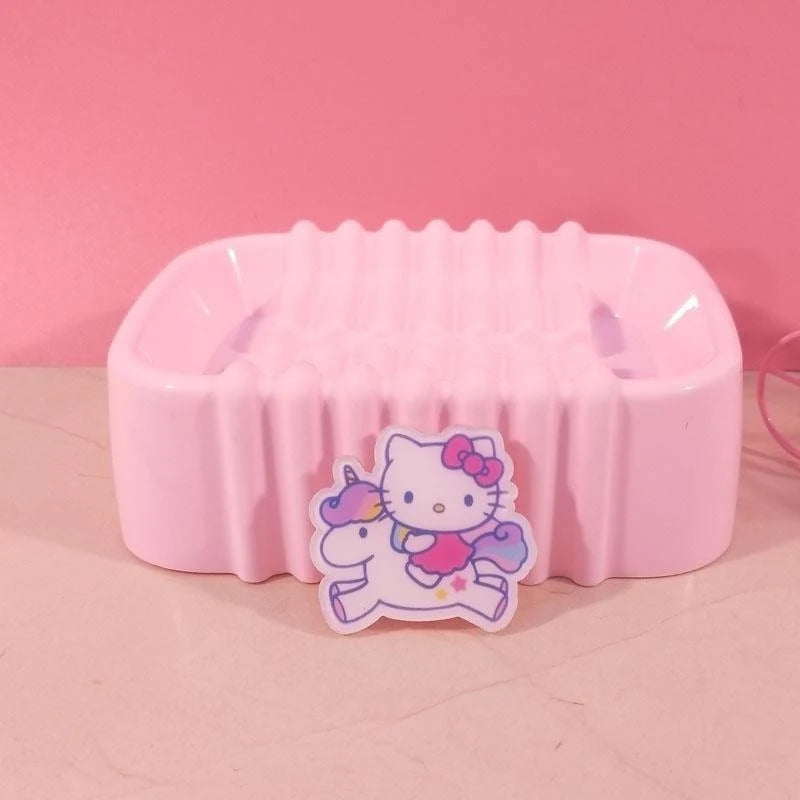 Hello Kitty Creative Cartoon-Style Cute Soap Dish Bathroom Soap Dish for Home Use Soap Dish Holder / Plastic Storage Box Qme