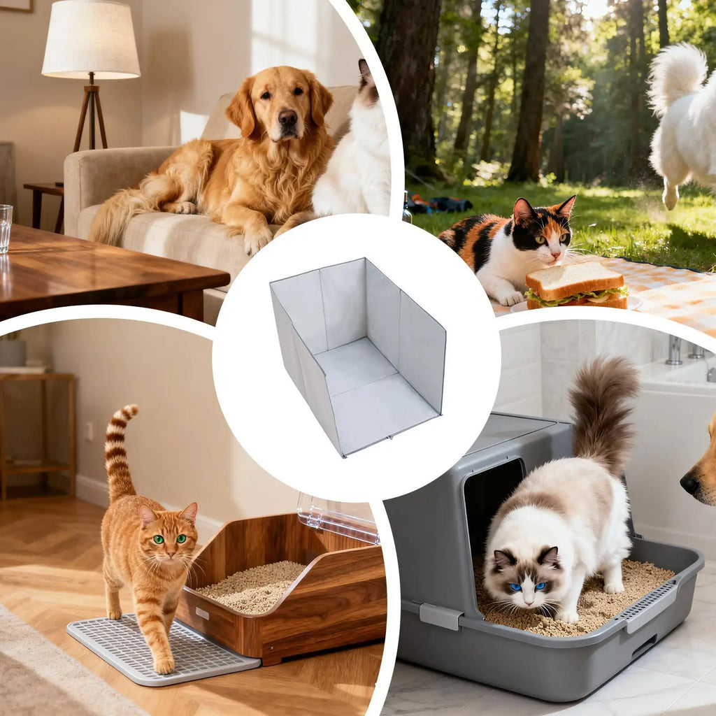 Litter Box Enclosure High Sided Litter Box Splash Guard For Cat Anti-Leakage Foldable Protector For Hygiene Messes Prevention Qme
