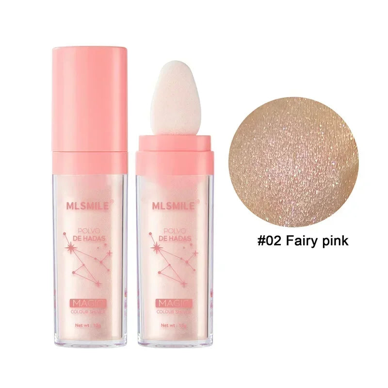 Shimmer Fairy Powder Highlighter Powder White Loose Highlighter Face Body Glitter Wand Makeup Bronzer Illuminator Powder Qme 02Fairy Pink