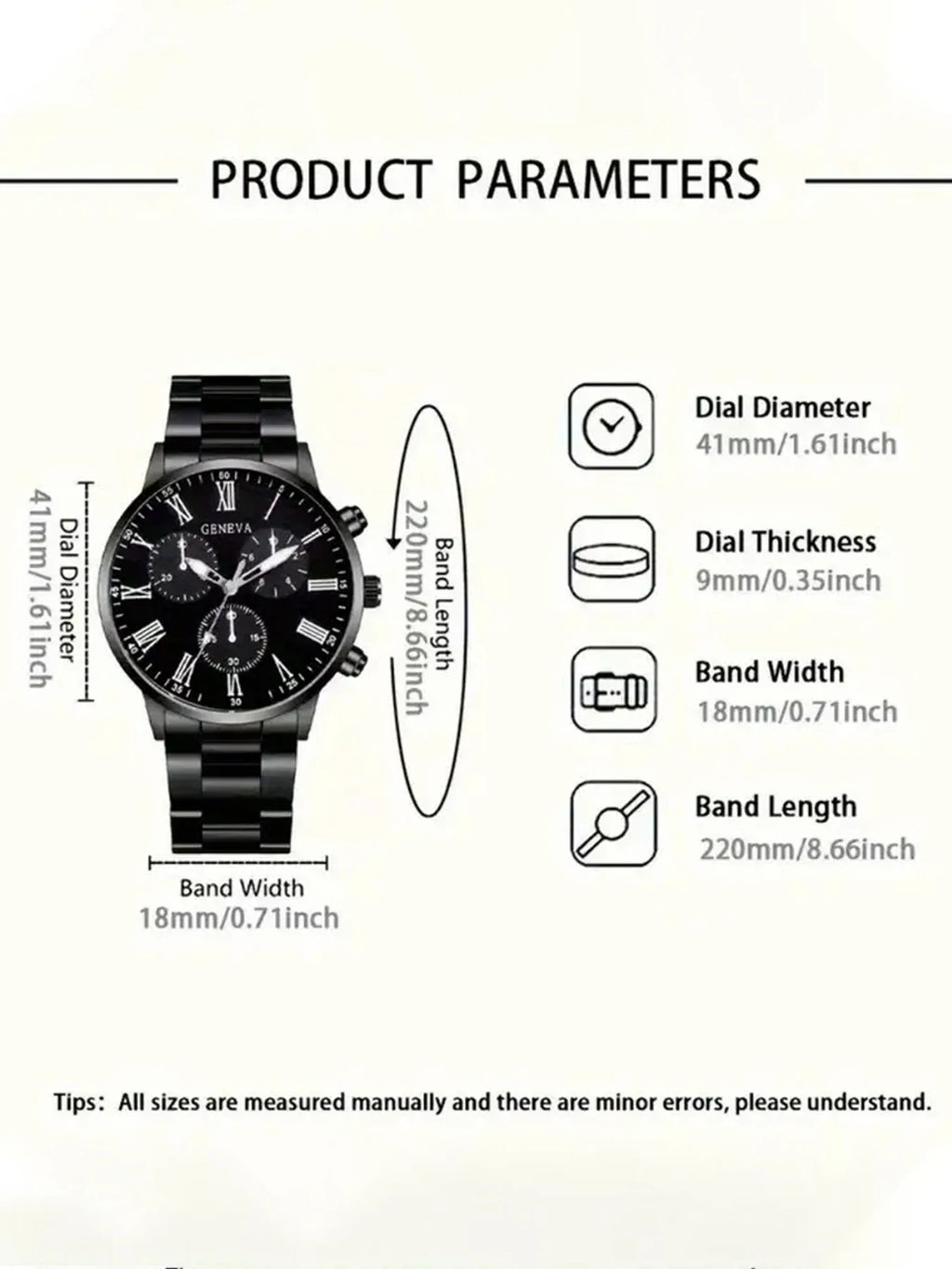 2pcs Fashionable Men's Steel Band Watch Geneva Casual Business Quartz Watch Stylish Timepiece Qme