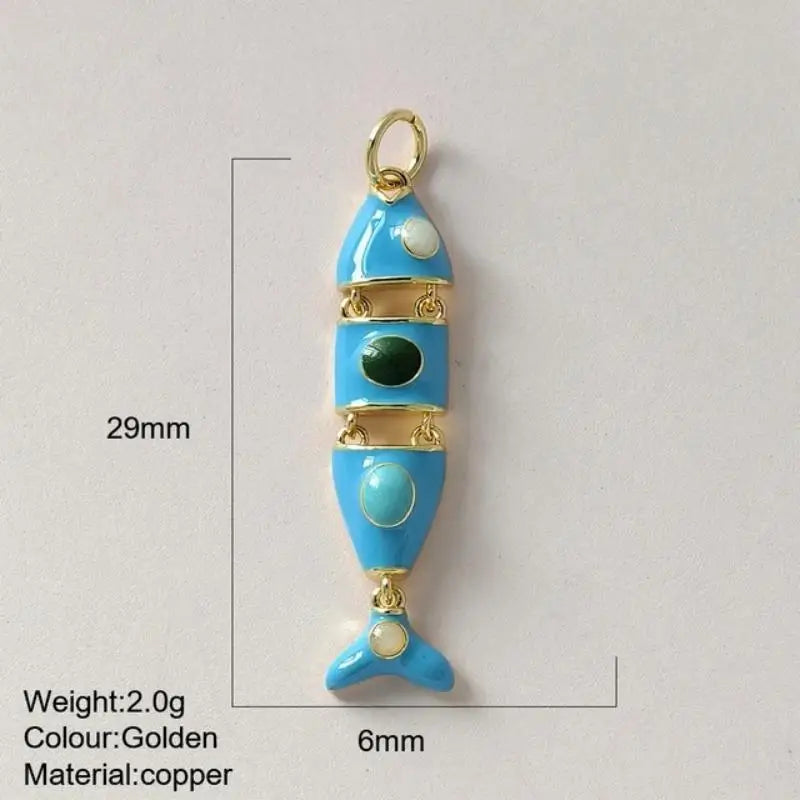Fashion Cute Colored Enamel Fish Charms Jewelry Making Supplies