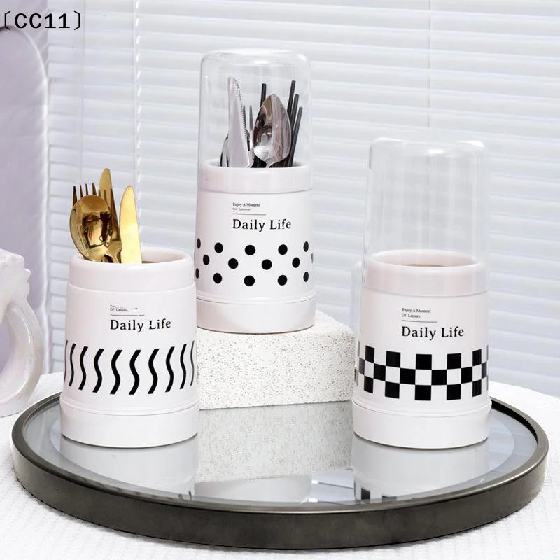 Dustproof Chopstick Bucket Lid Kitchen Tableware Spoon Storage Box Qme