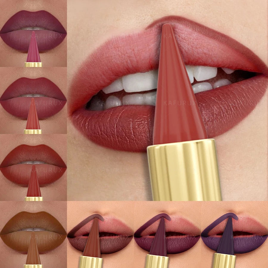 9 Colors Gradient Lipstick Matte Lip Liner Pen Velvet Finish Smooth Qme